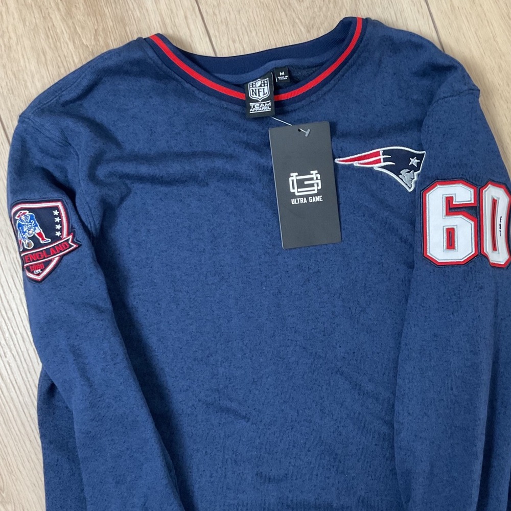 Ultra Game NFL New England Patriots Mens Navy Blue Crewneck Sweatshirt Small NEW - Picture 4 of 8